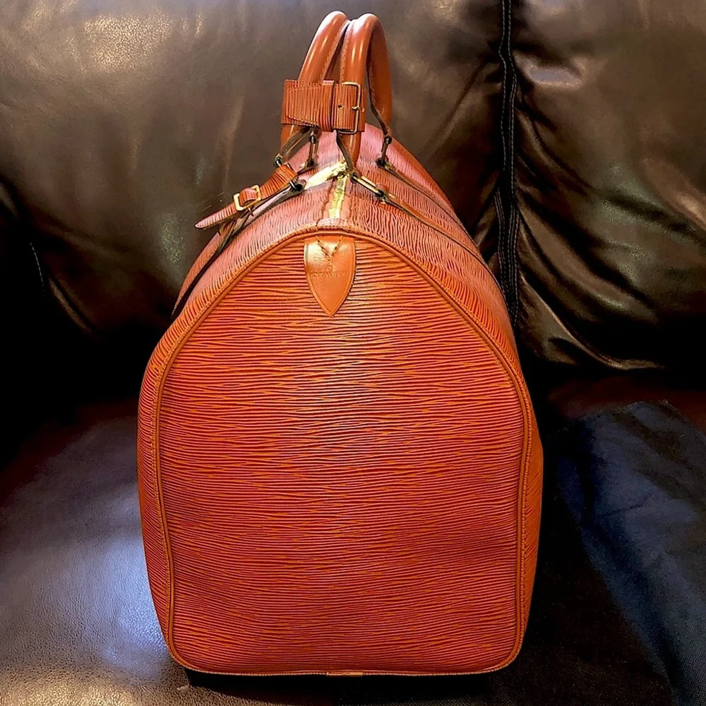 Vintage LOUIS VUITTON LV 50 Kenyan Fawn Rust Orange Epi Leather Travel Tote Bag - Picture 5 of 17